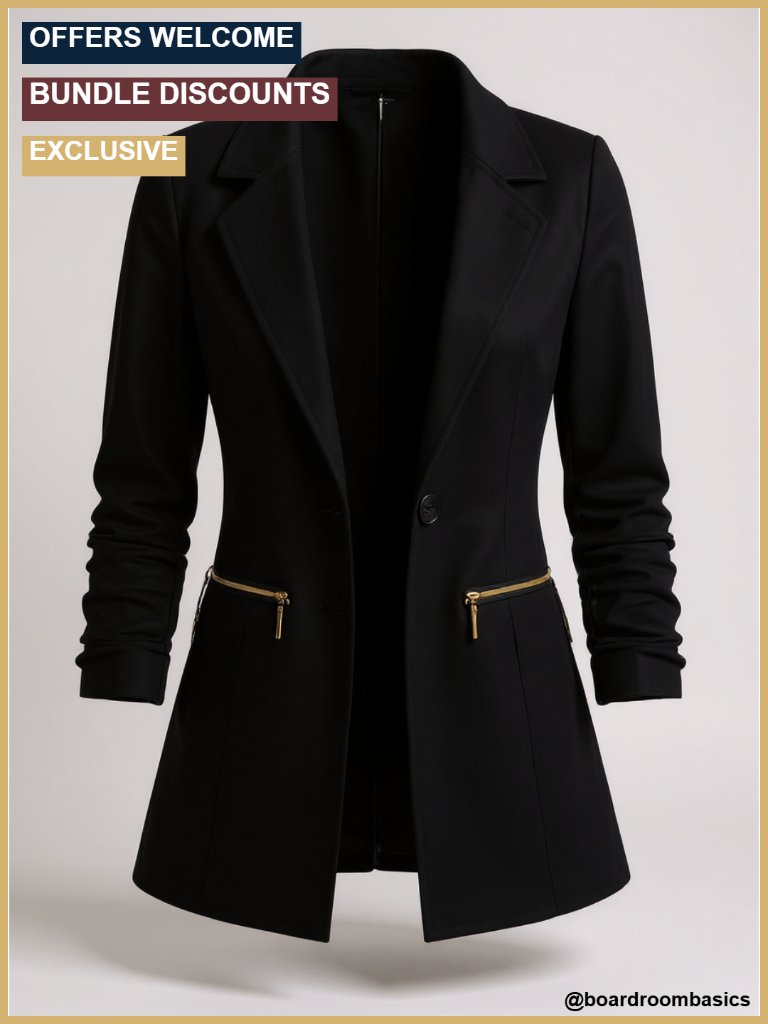 Long Sleeve Blazer Women Casual Cardigan Jacket Work Zipper Pockets Button